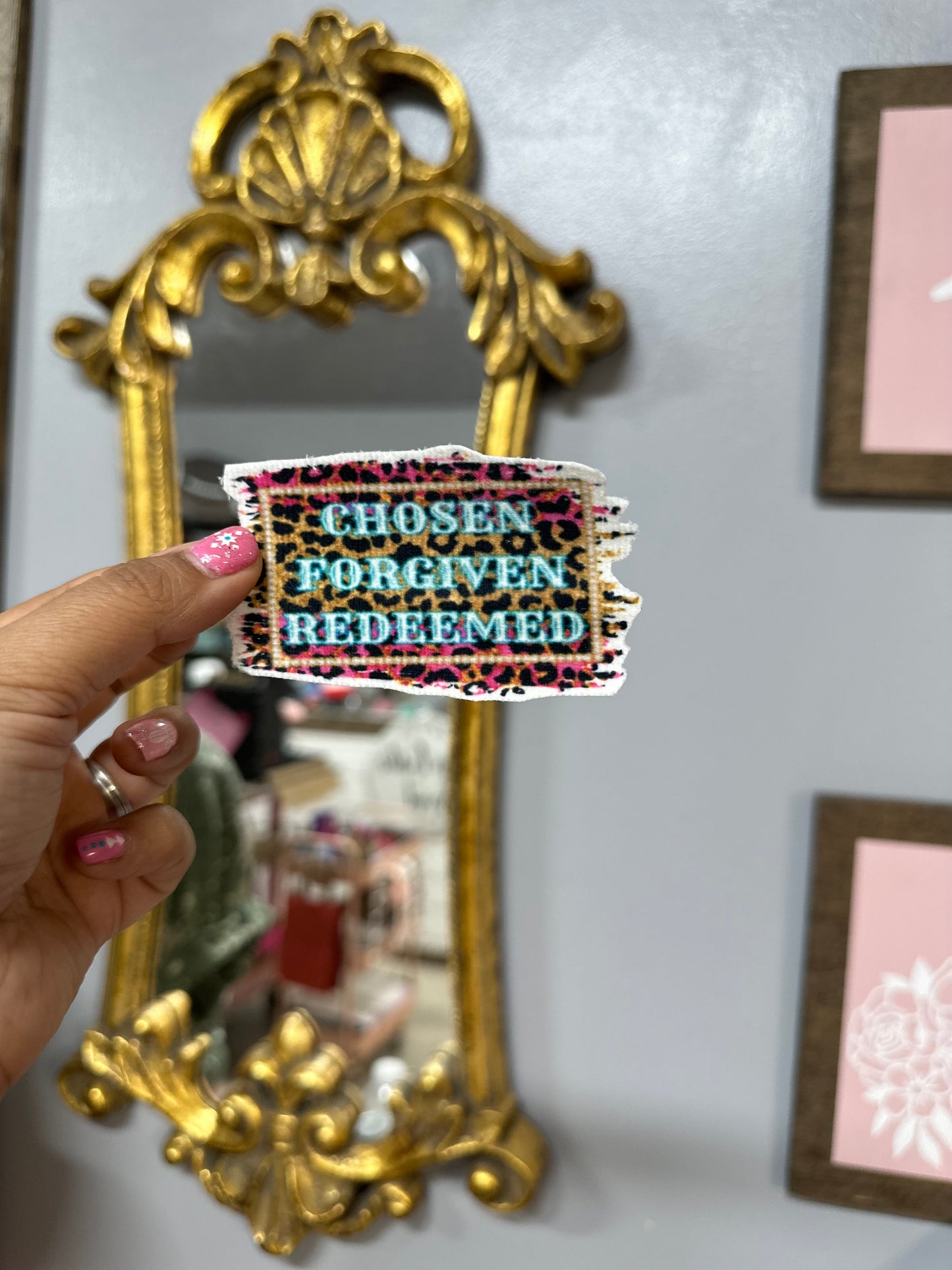 Cheetah print chosen, forgiven, redeemed Hat patch