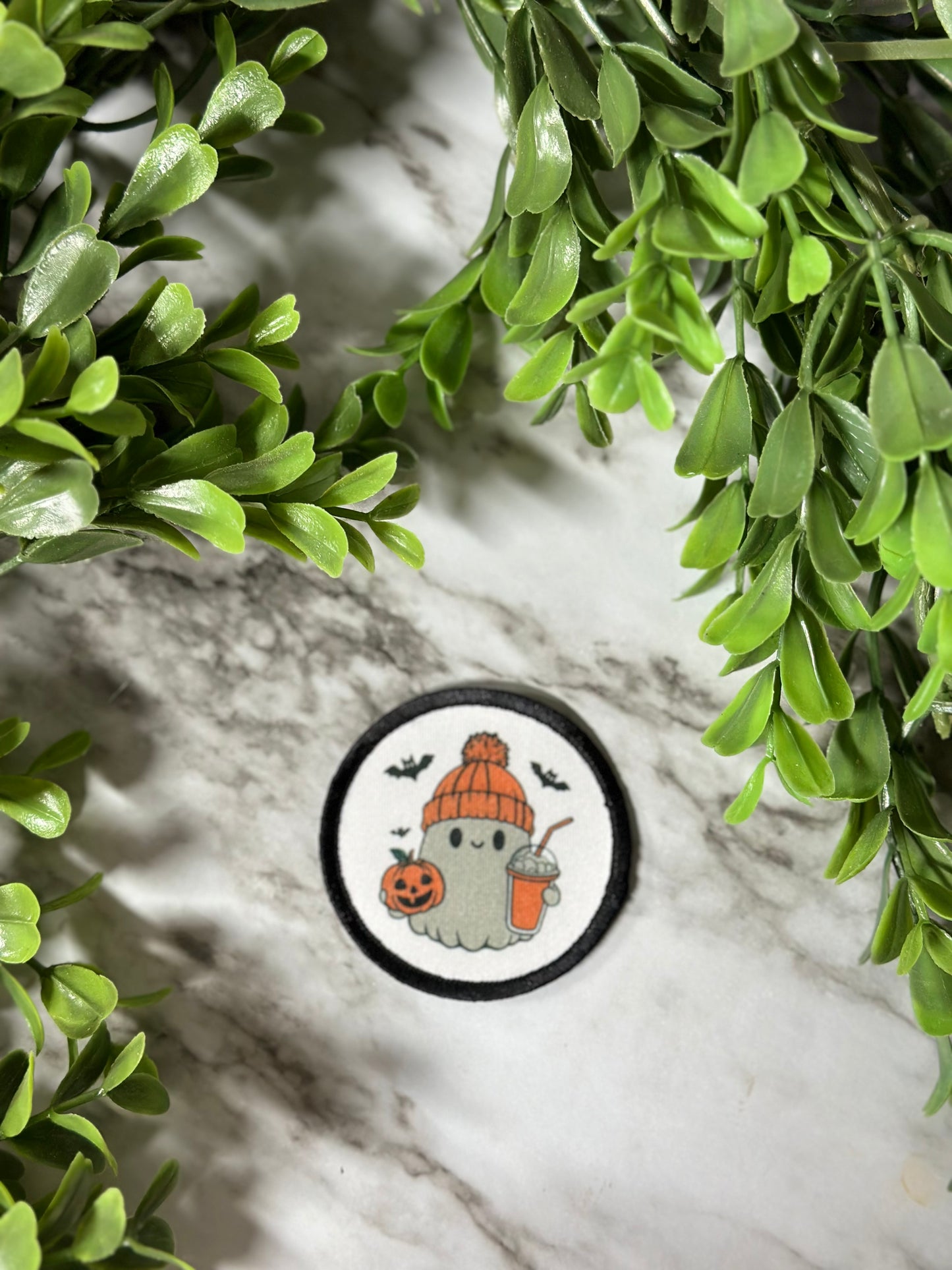Cute pumpkin late ghost round patch