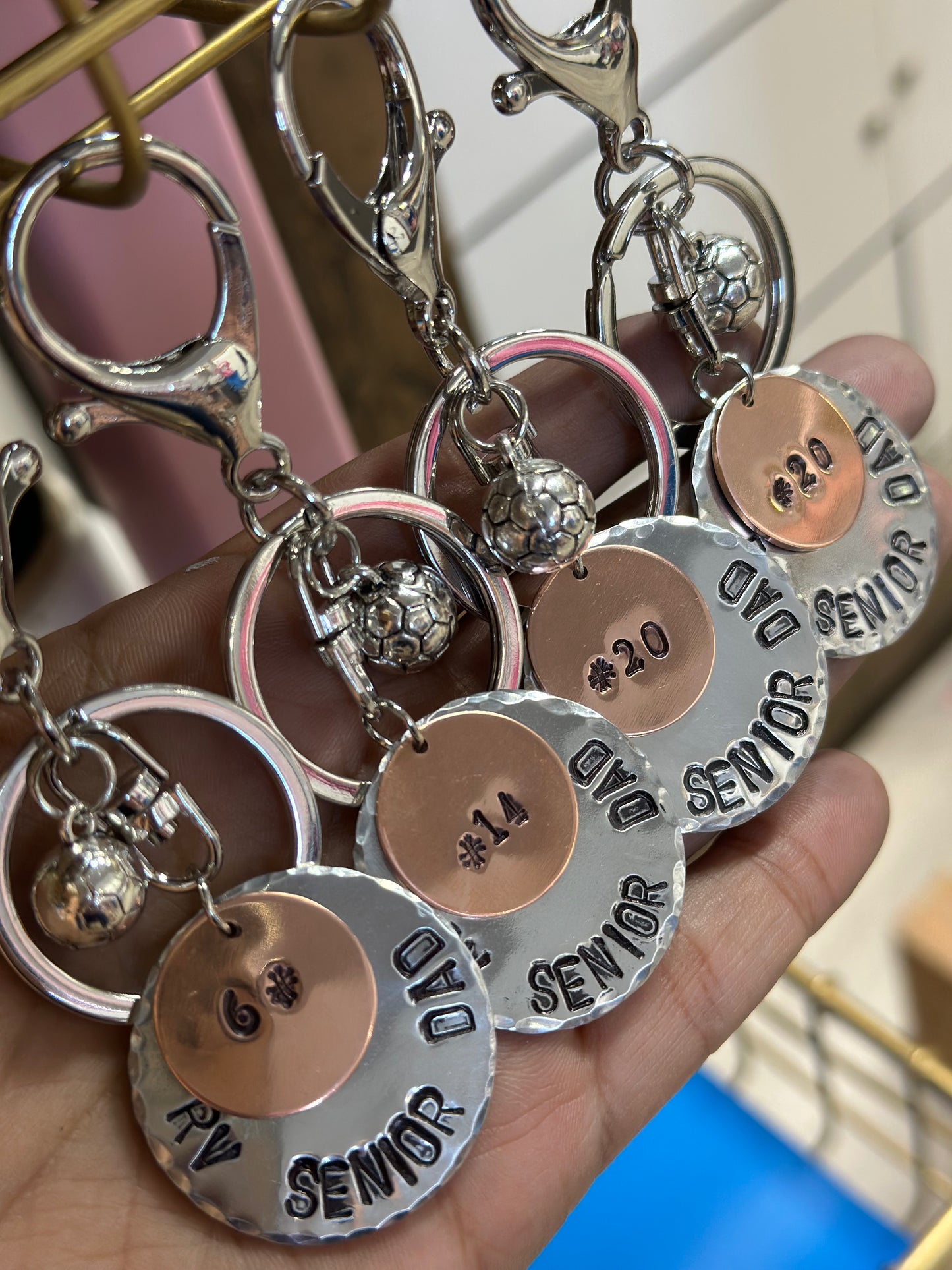 Team spirit custom engraved keychain