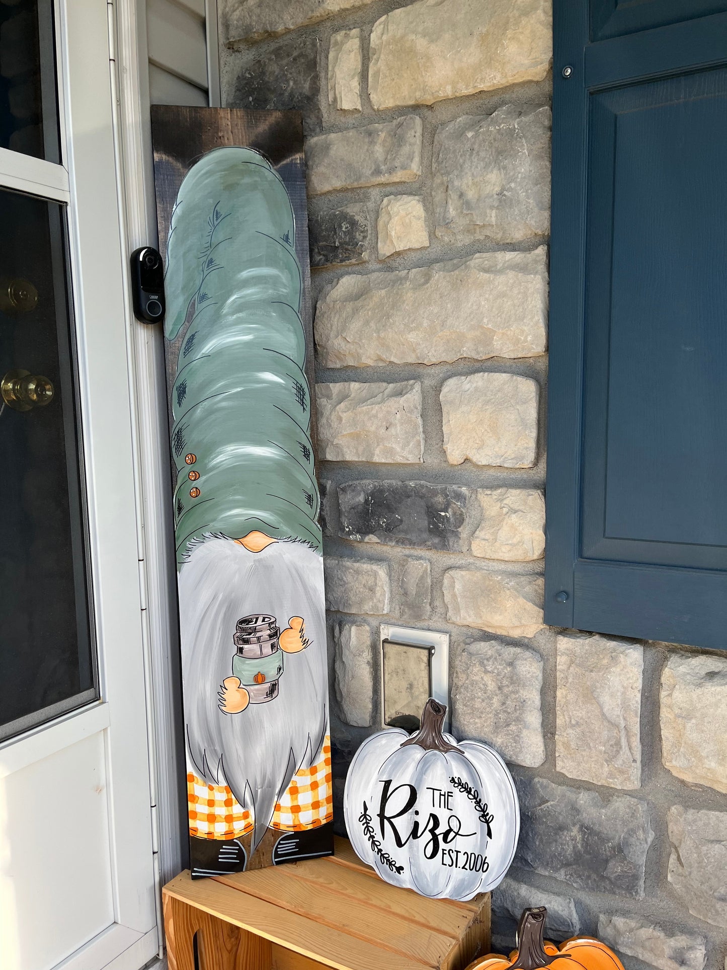 Pumpkin porch Gnome | Farmhouse fall decor| Buffalo check gnome sign | Front Porch sign | yard art | autumn gnome decor | pumpkin spice