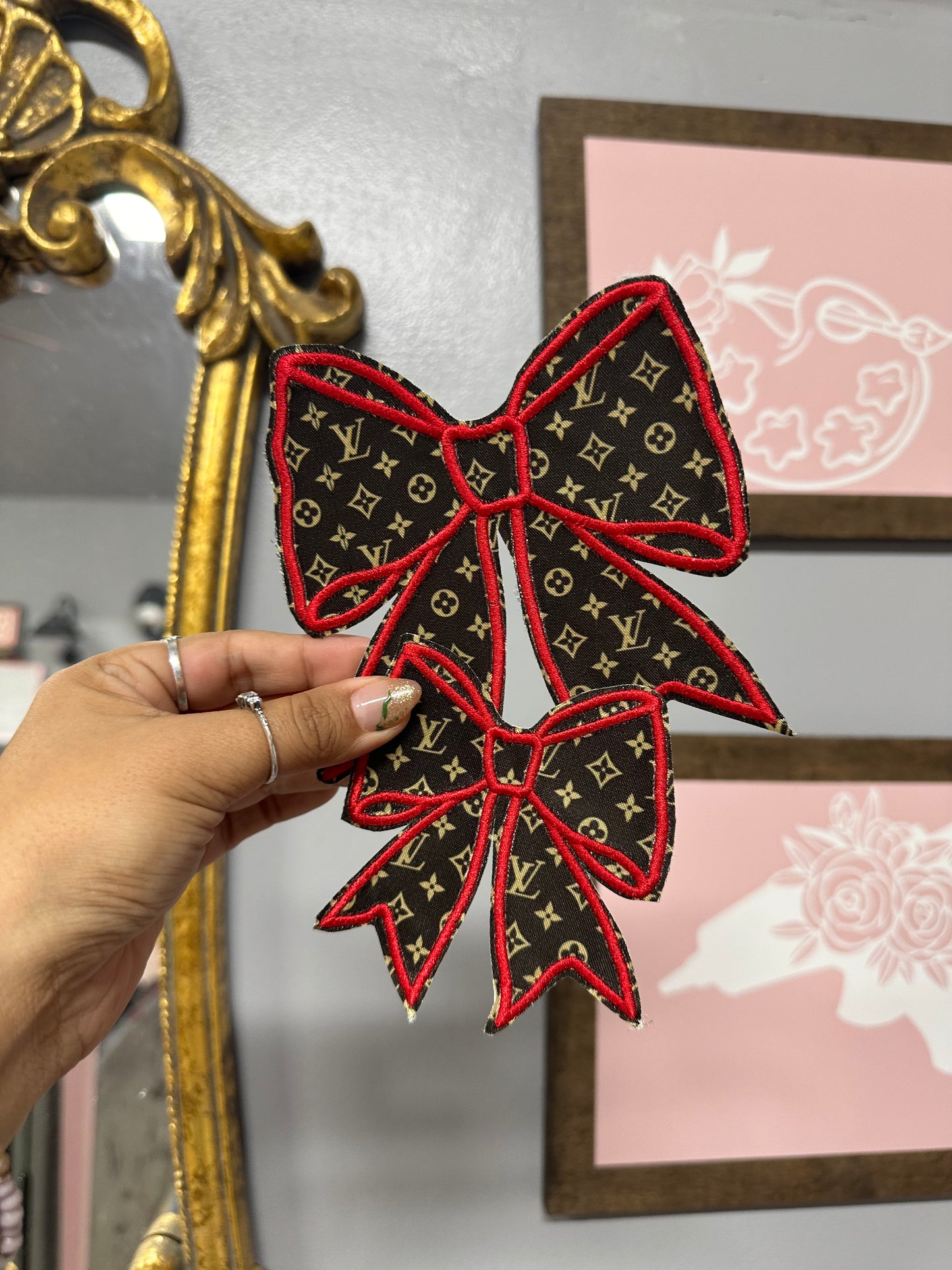 LV designer collection bows and filler patches