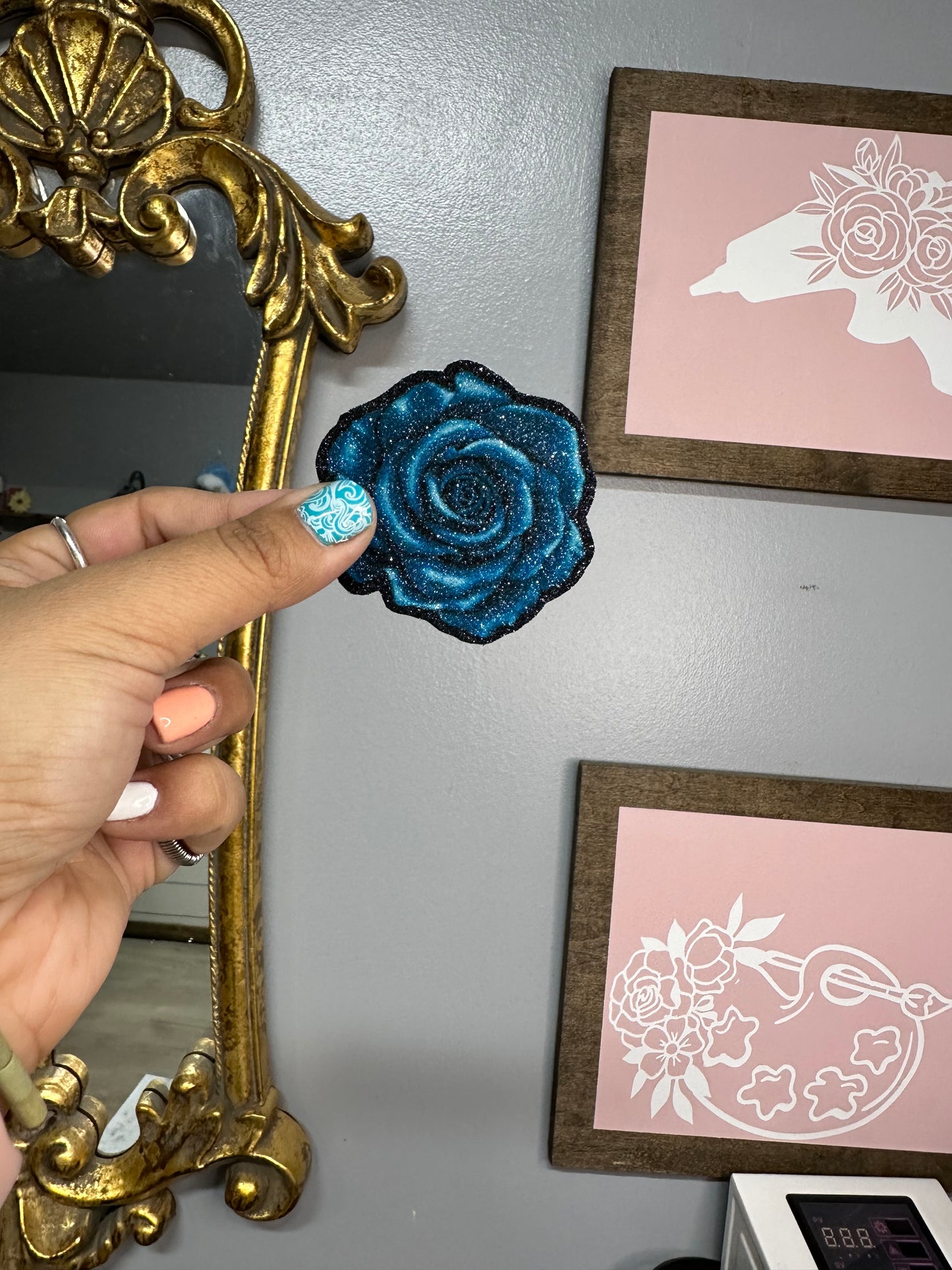 Glitter Rose Hat Patch