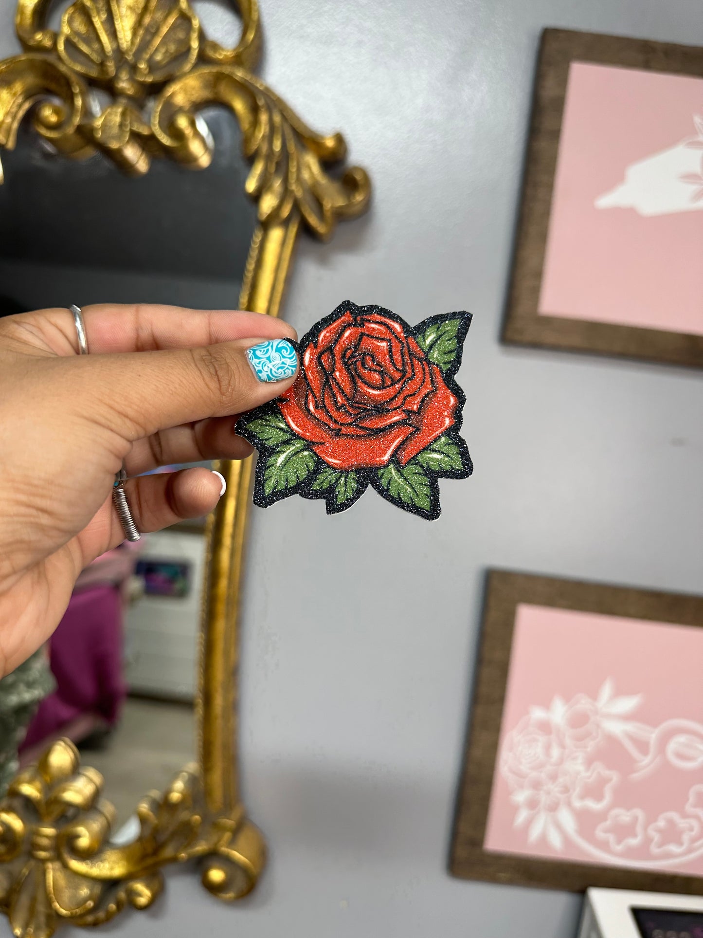 Glitter Rose Hat Patch