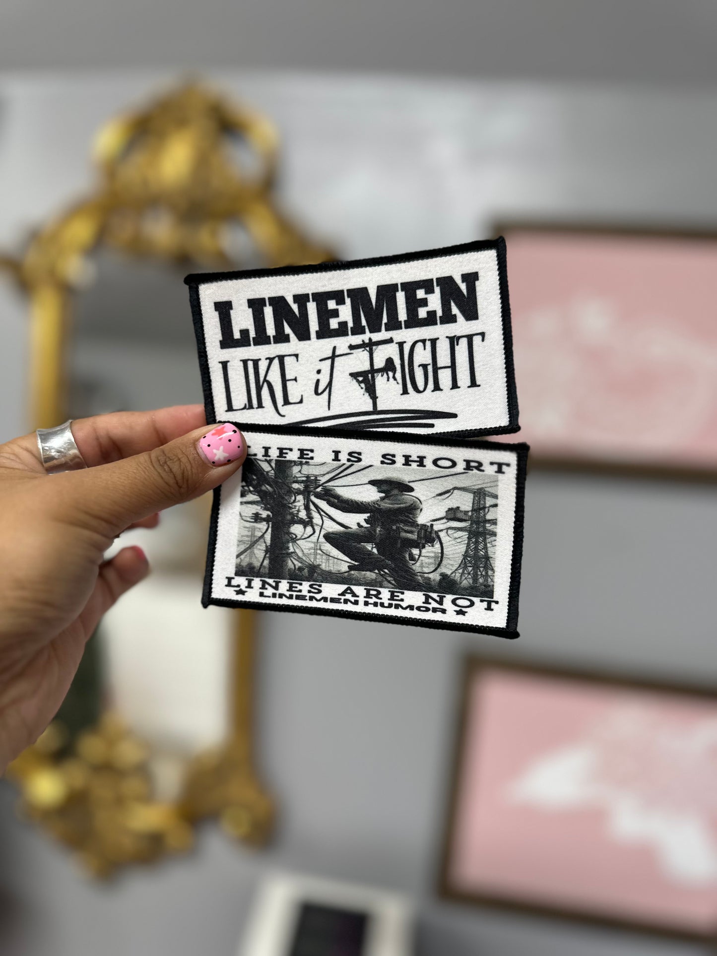 Linemen Mama Theme hat patches