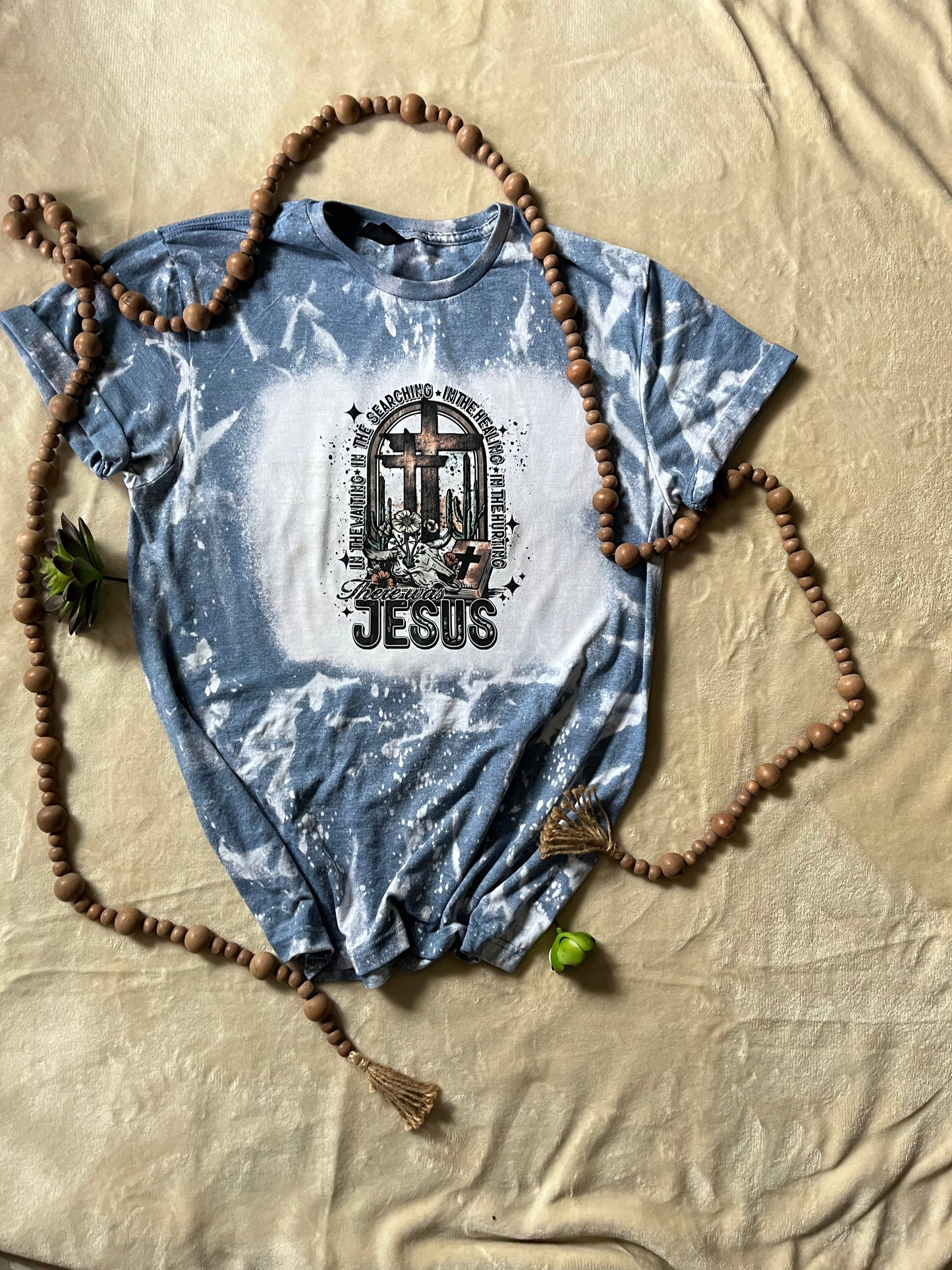 Vintage Faith T-shirt bleached tees There was Jesus  western shirt
