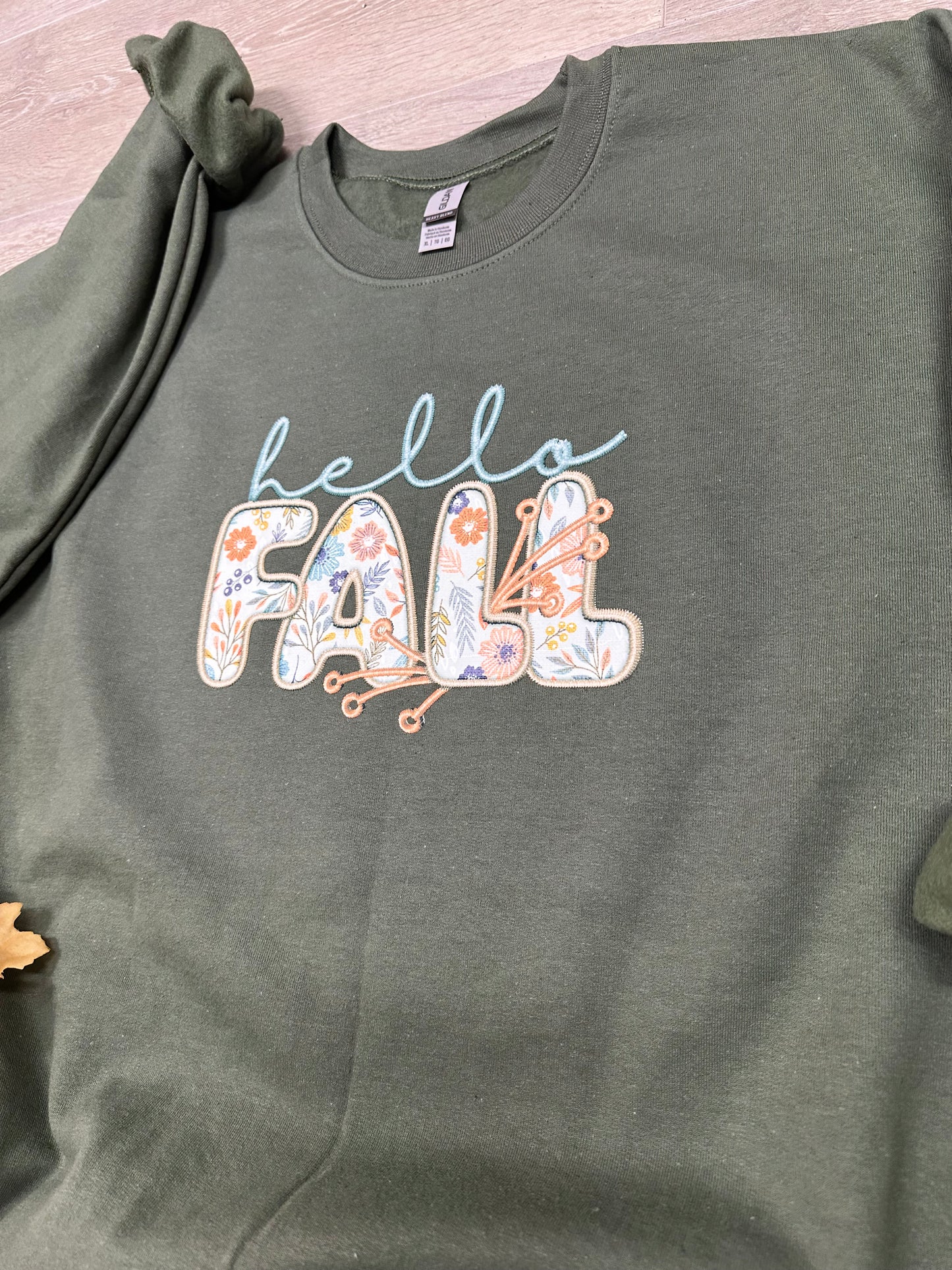 Hello Fall Faux embroidered sweater