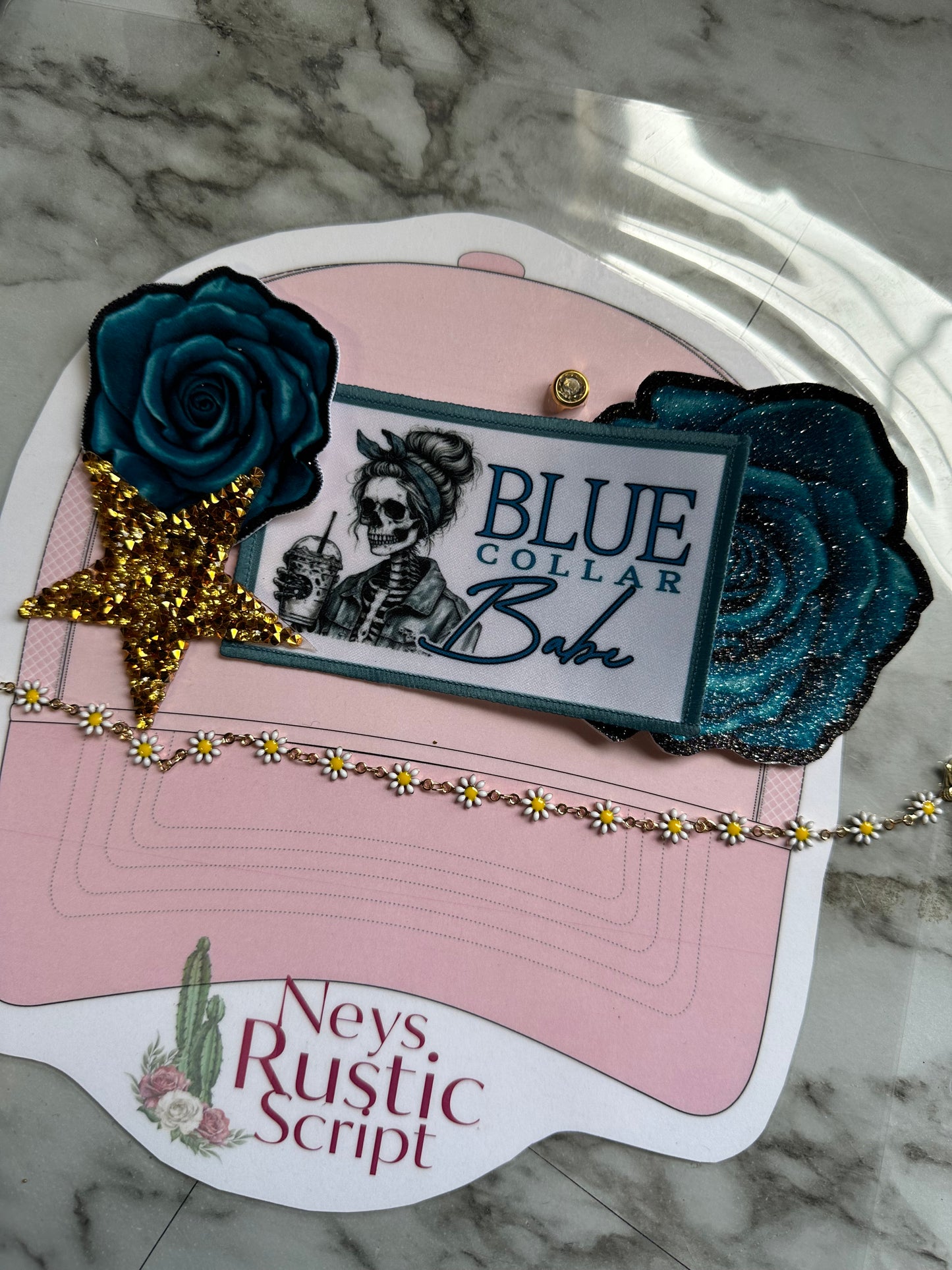 Glitter Rose Hat Patch