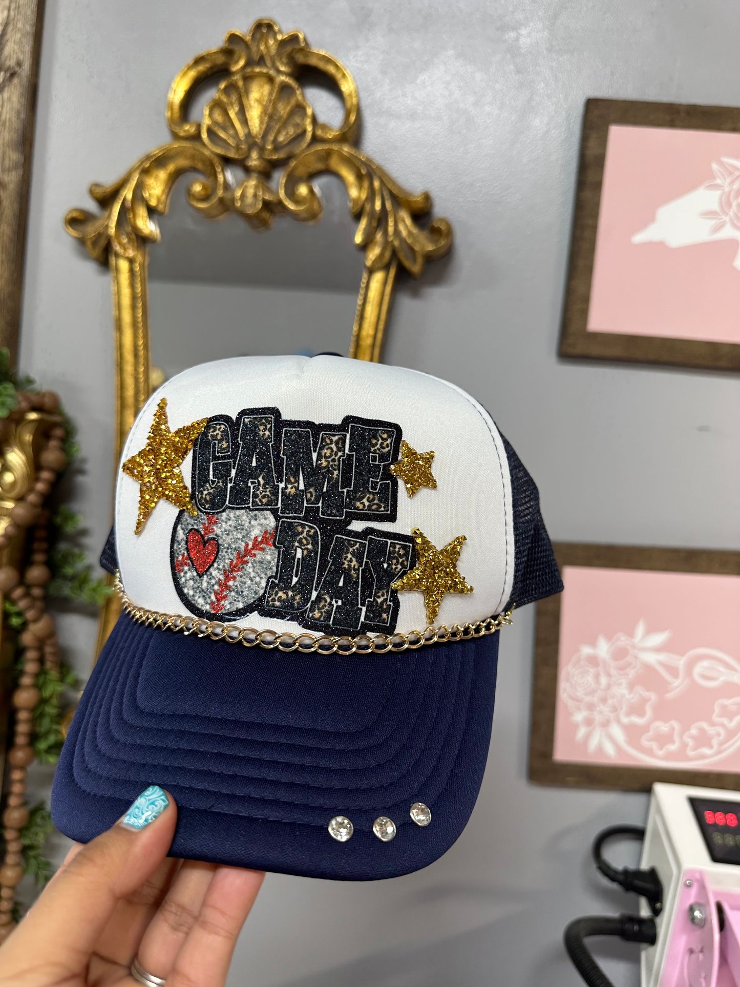 Game day Sports Glitter Iron on Decal for Hat