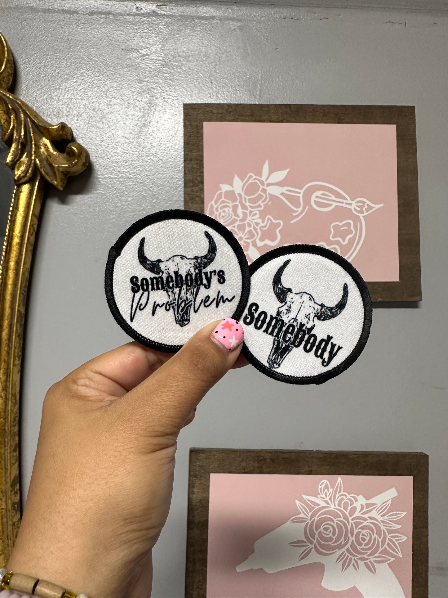 Somebody’s Problem & Problem skull bull round patches