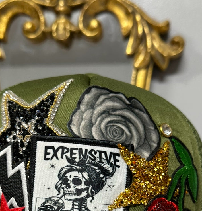 Glitter Rose Hat Patch