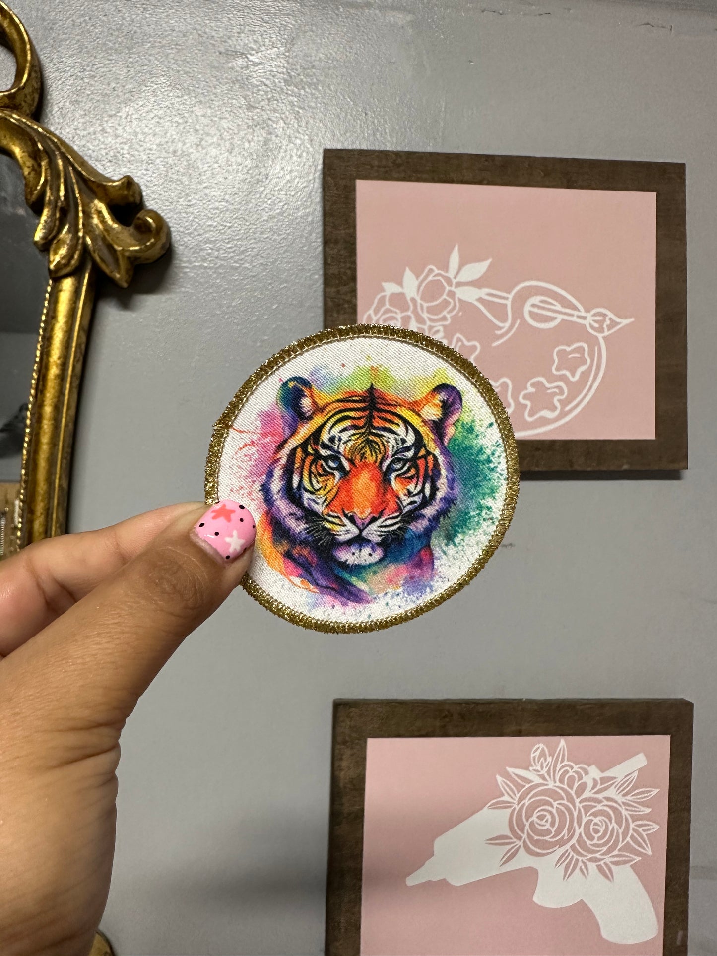 Colorful tiger round patch