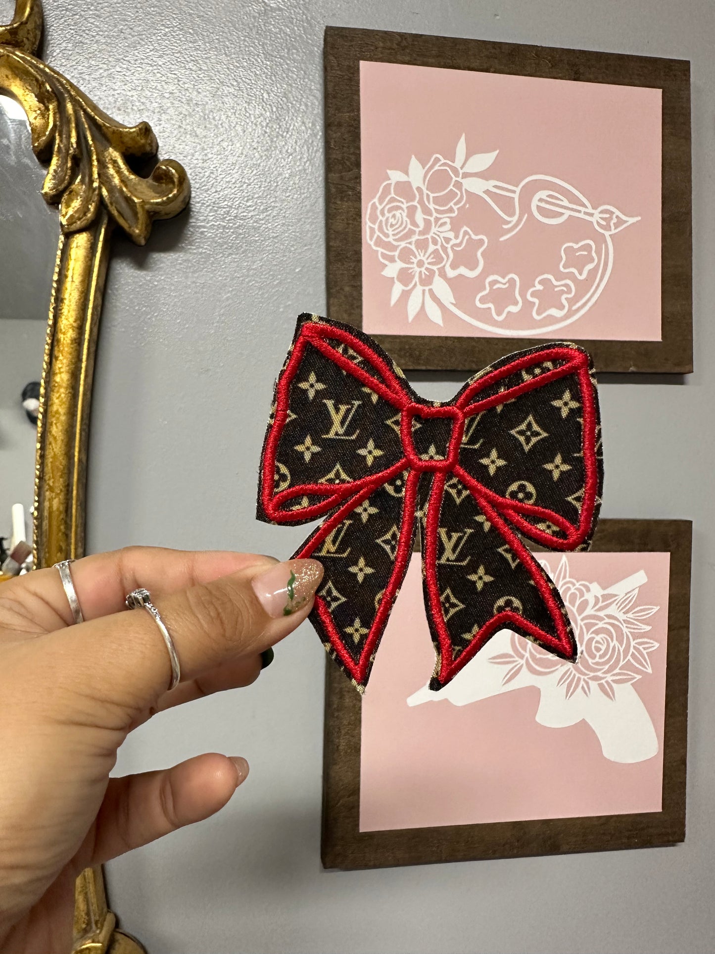 LV designer collection bows and filler patches