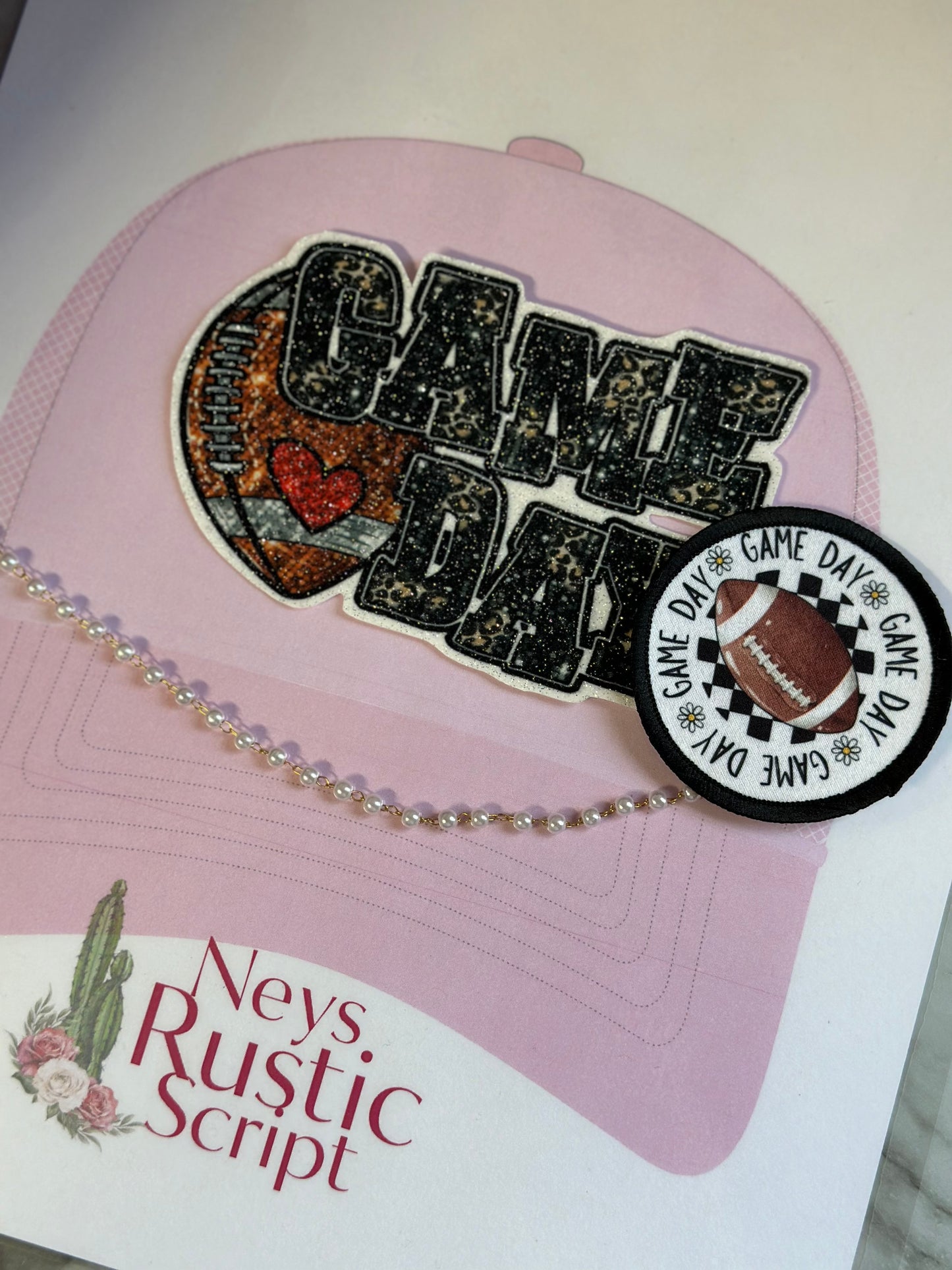 Game day Sports Glitter Iron on Decal for Hat