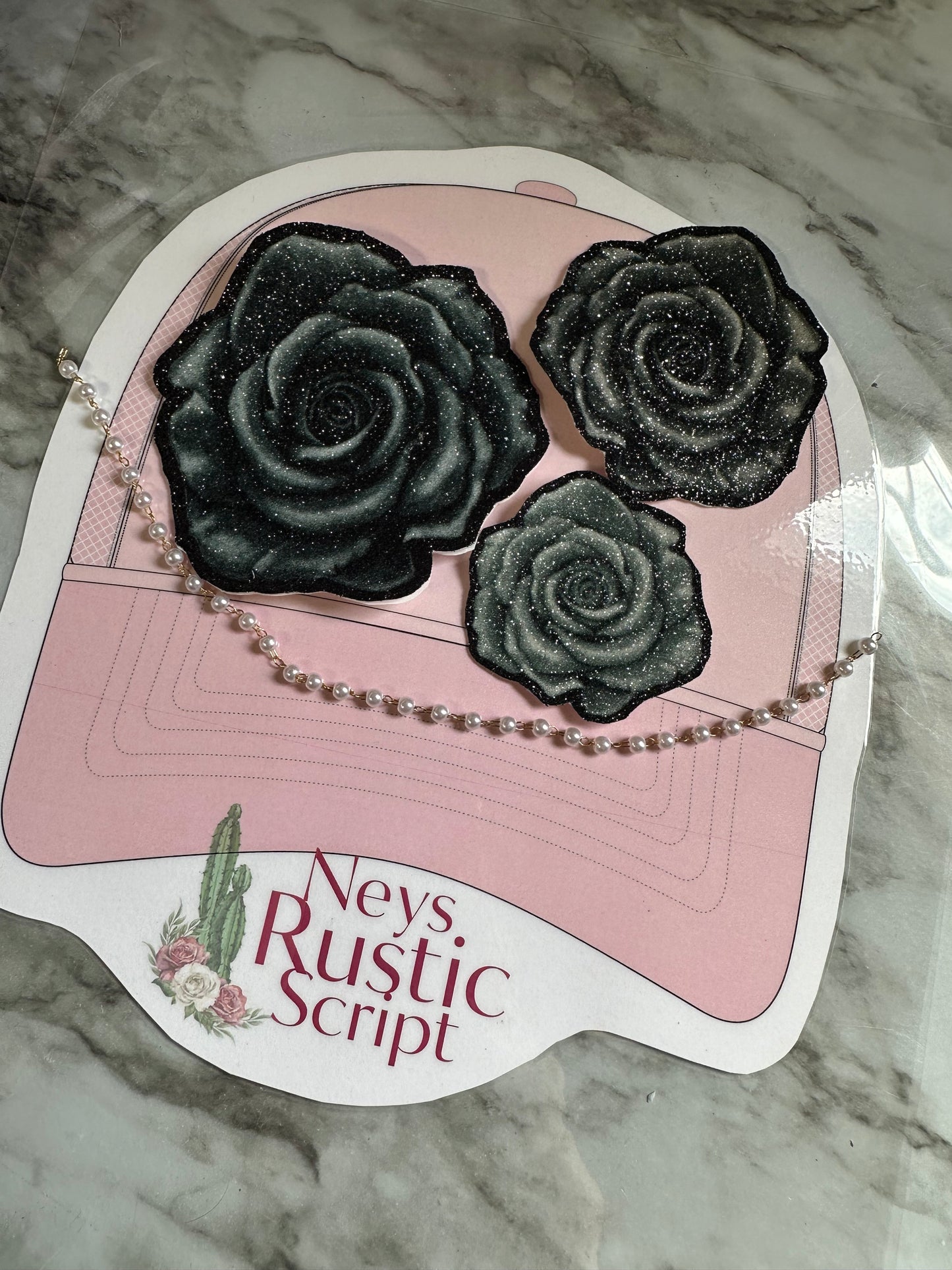 Glitter Rose Hat Patch