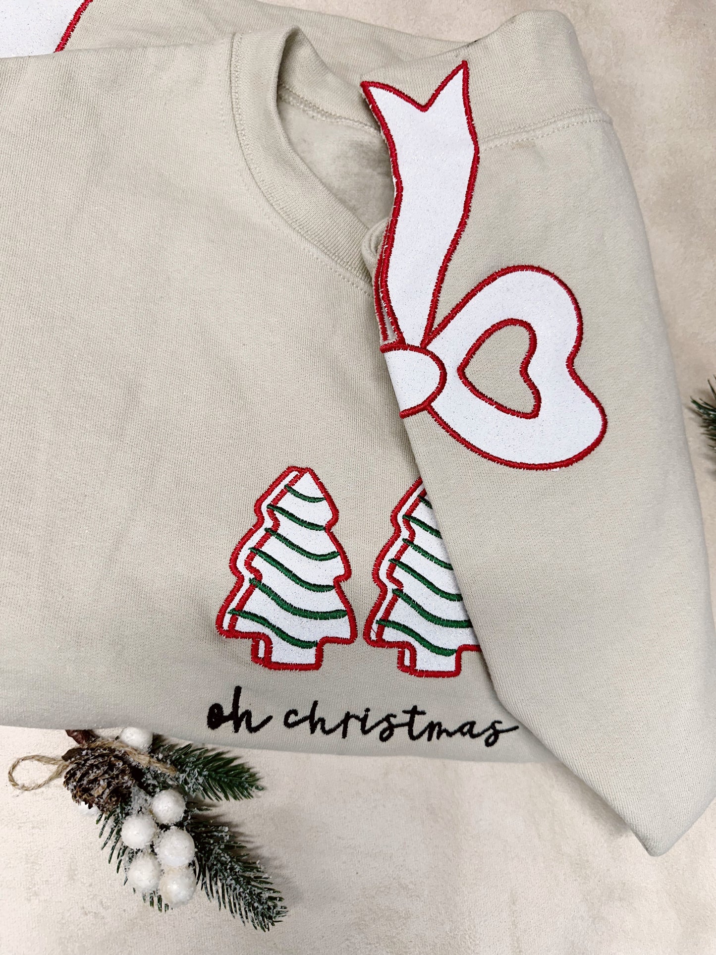 Oh Christmas tree with aide hip bows embroidered sweatshirt