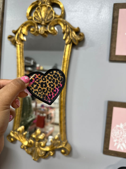 Cheetah colorful heart patch