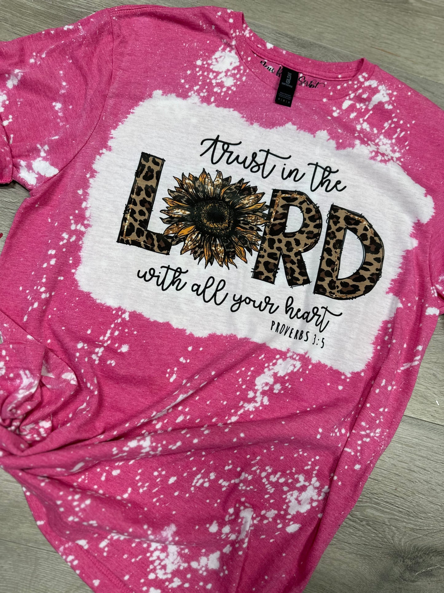 Trust in the Lord cheetah print Faith T-shirt bleached tees pink sunflower leopard print Shirt