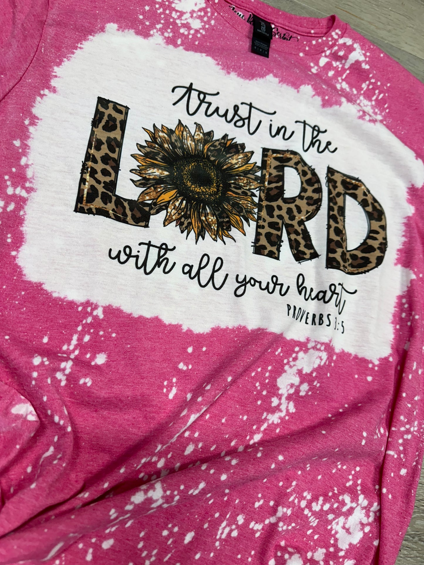 Trust in the Lord cheetah print Faith T-shirt bleached tees pink sunflower leopard print Shirt