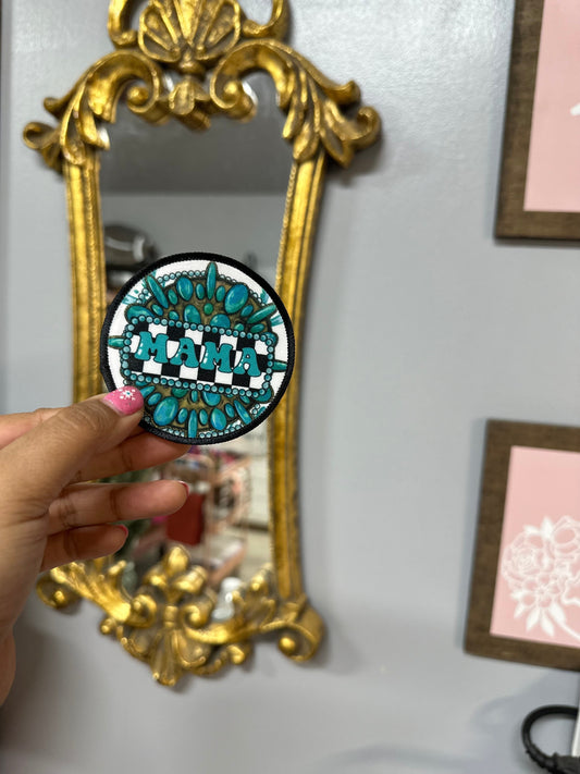 Turquoise Mama gem round Patch