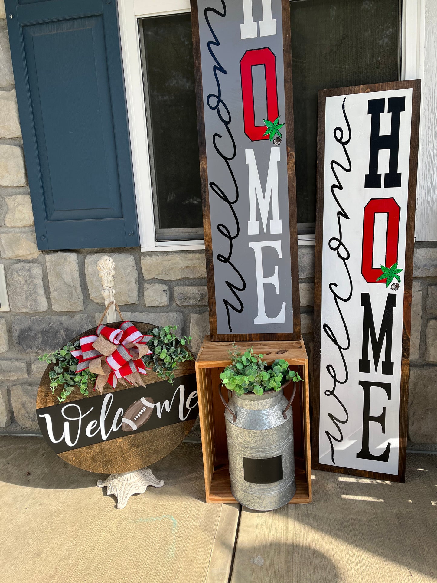Framed Welcome Home sign with  block Ohio
