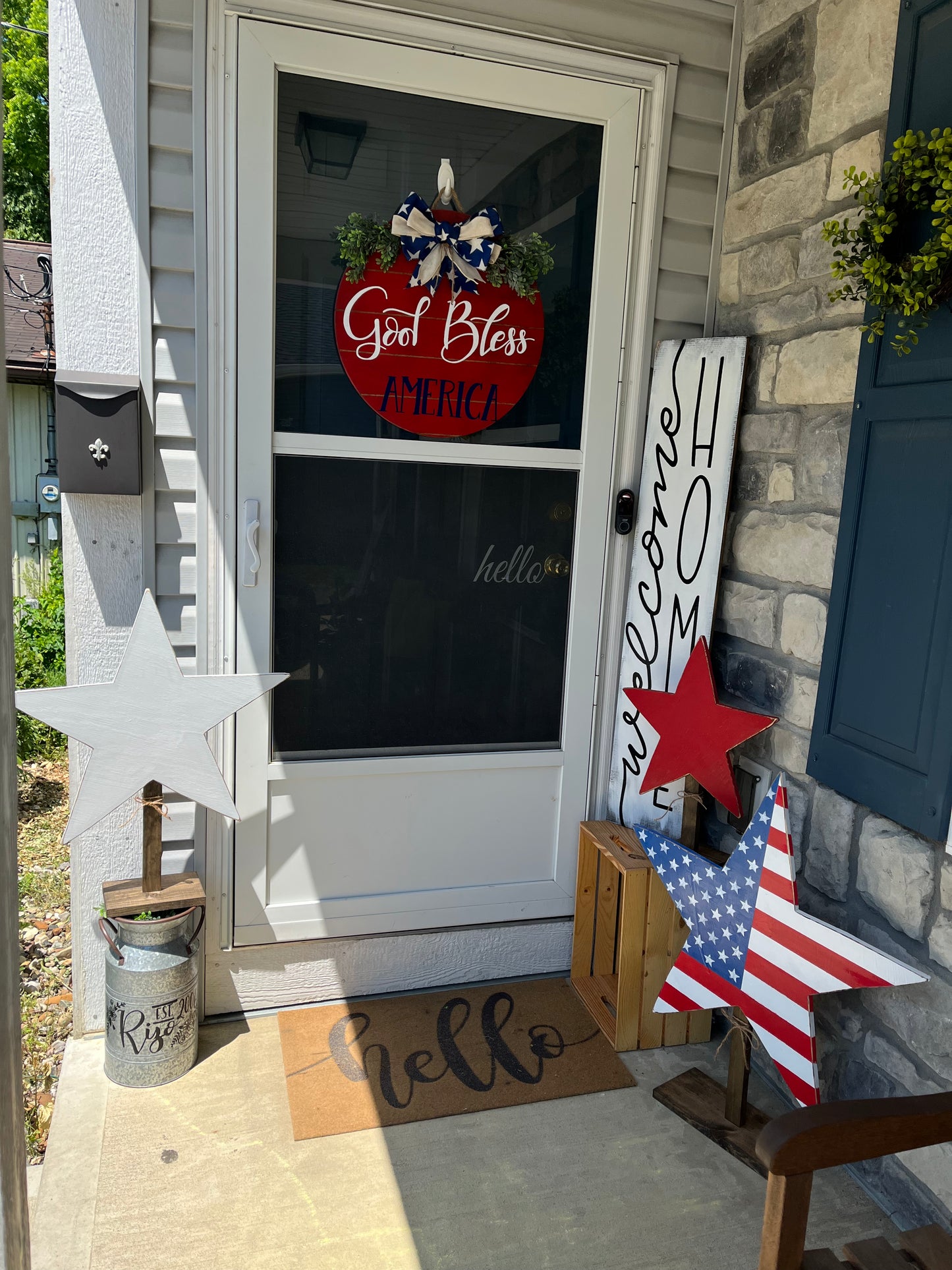 God bless America door hanger . Fourth of July door hanger