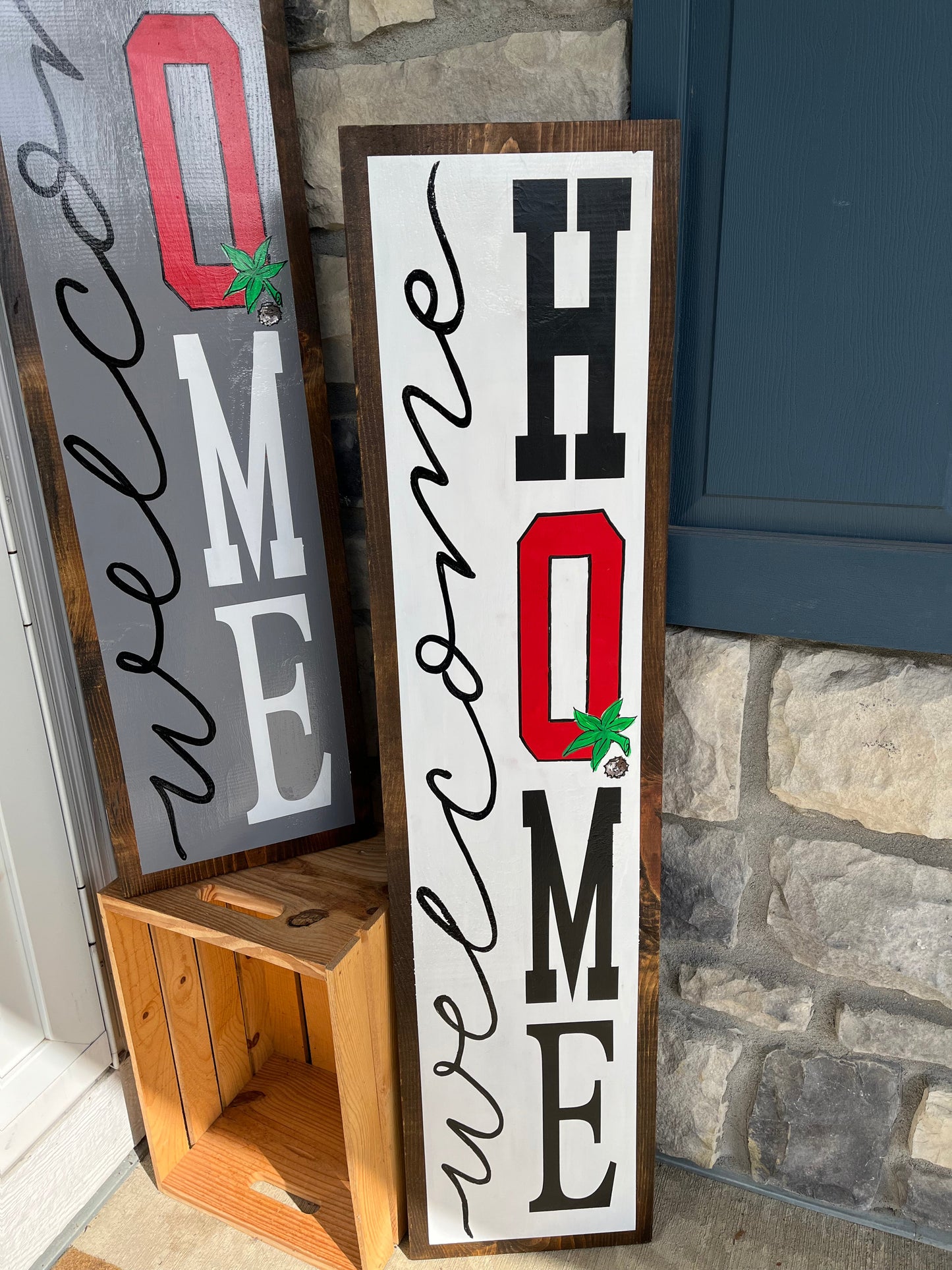 Framed Welcome Home sign with  block Ohio