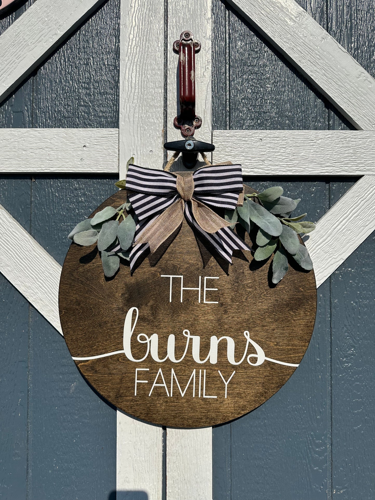 Family Name Personalized door hanger. Farmhouse door sign