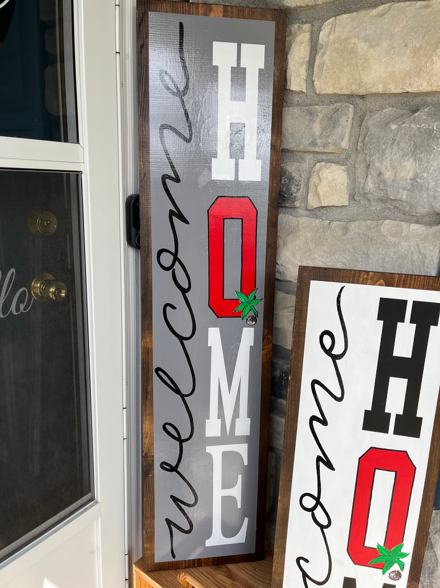 Framed Welcome Home sign with  block Ohio