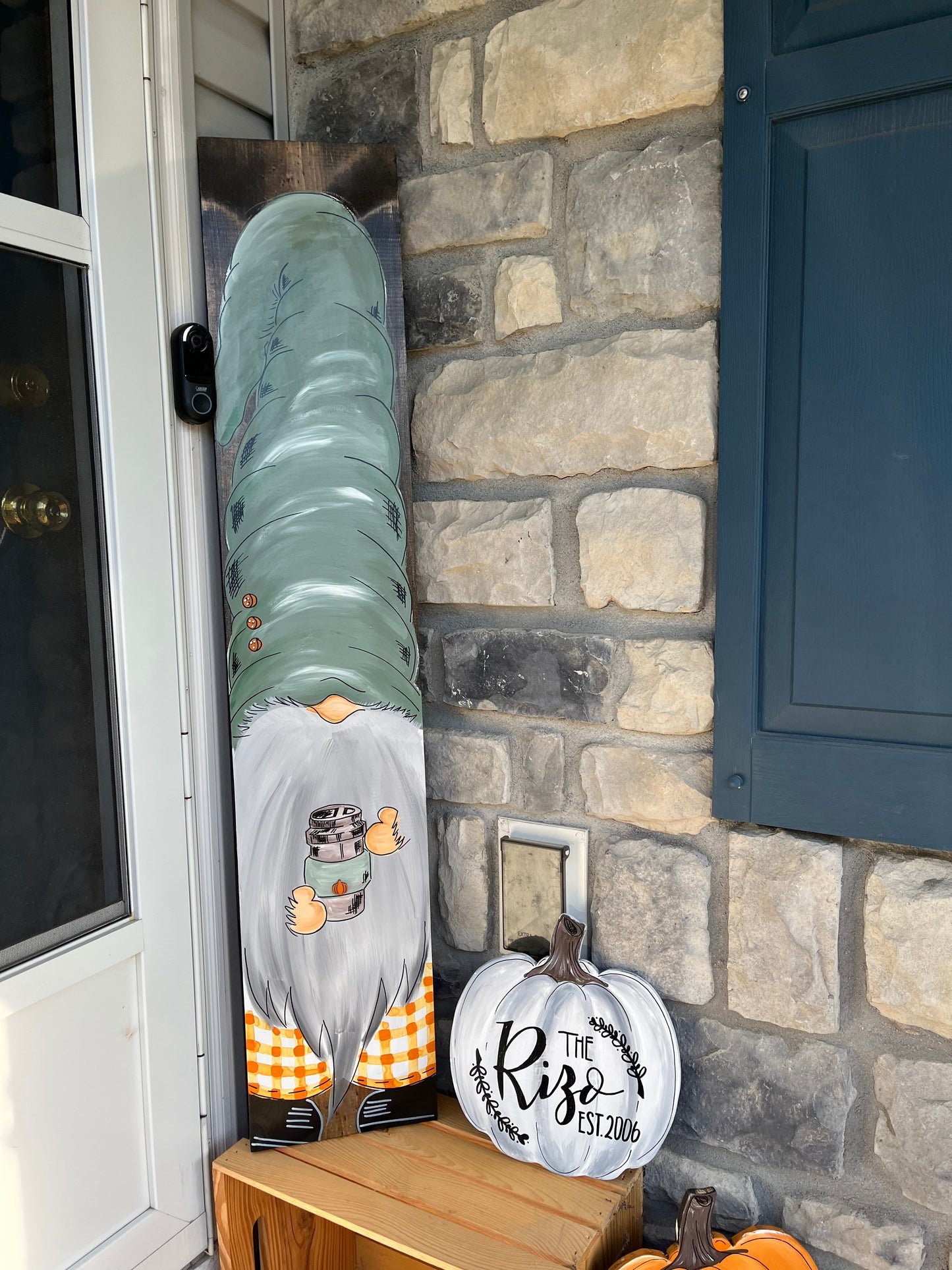 Pumpkin porch Gnome |  Farmhouse fall decor| Buffalo check gnome sign | Front Porch sign | yard art | autumn gnome decor | pumpkin spice