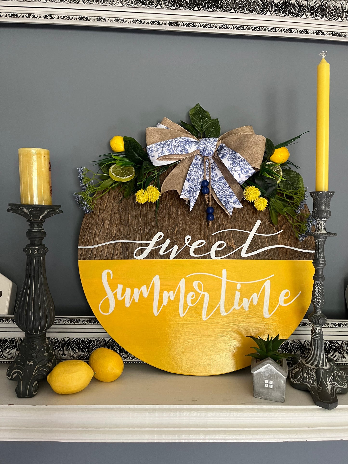 Sweet summertime yellow door hanger