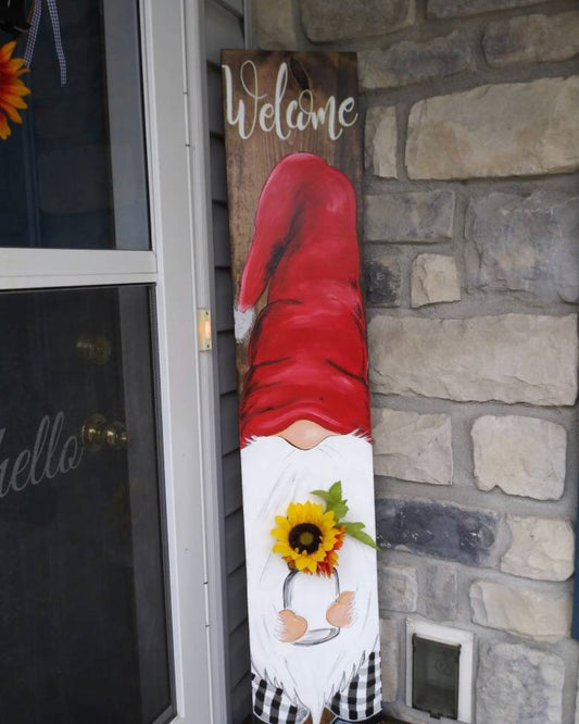 Rustic sunflower Gnome welcome sign welcome sign garden gnome