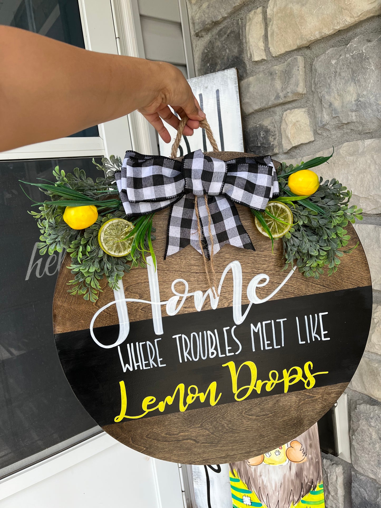 Lemon drops door hanger sign