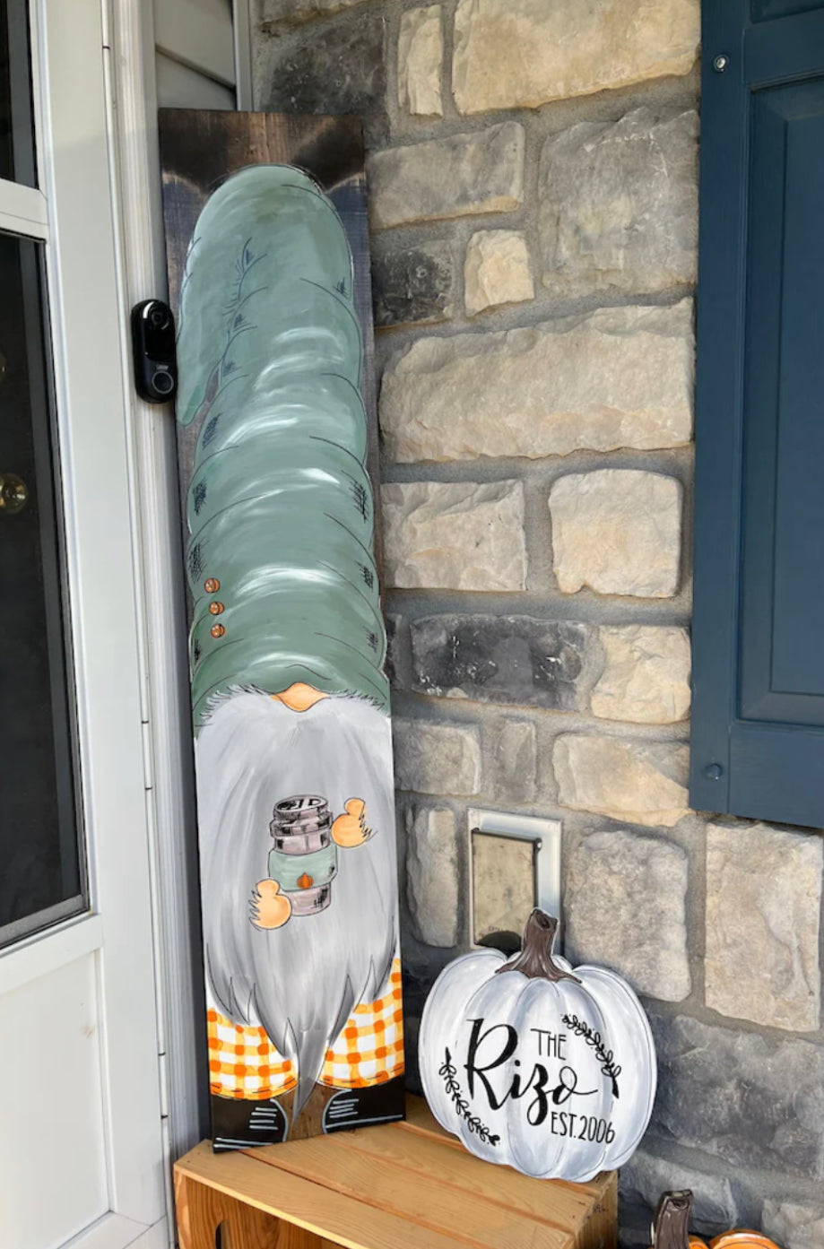 Pumpkin porch Gnome |  Farmhouse fall decor| Buffalo check gnome sign | Front Porch sign | yard art | autumn gnome decor | pumpkin spice