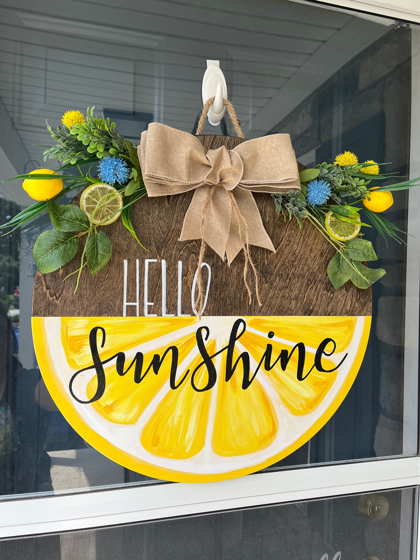 Hello sunshine lemon door hanger sign