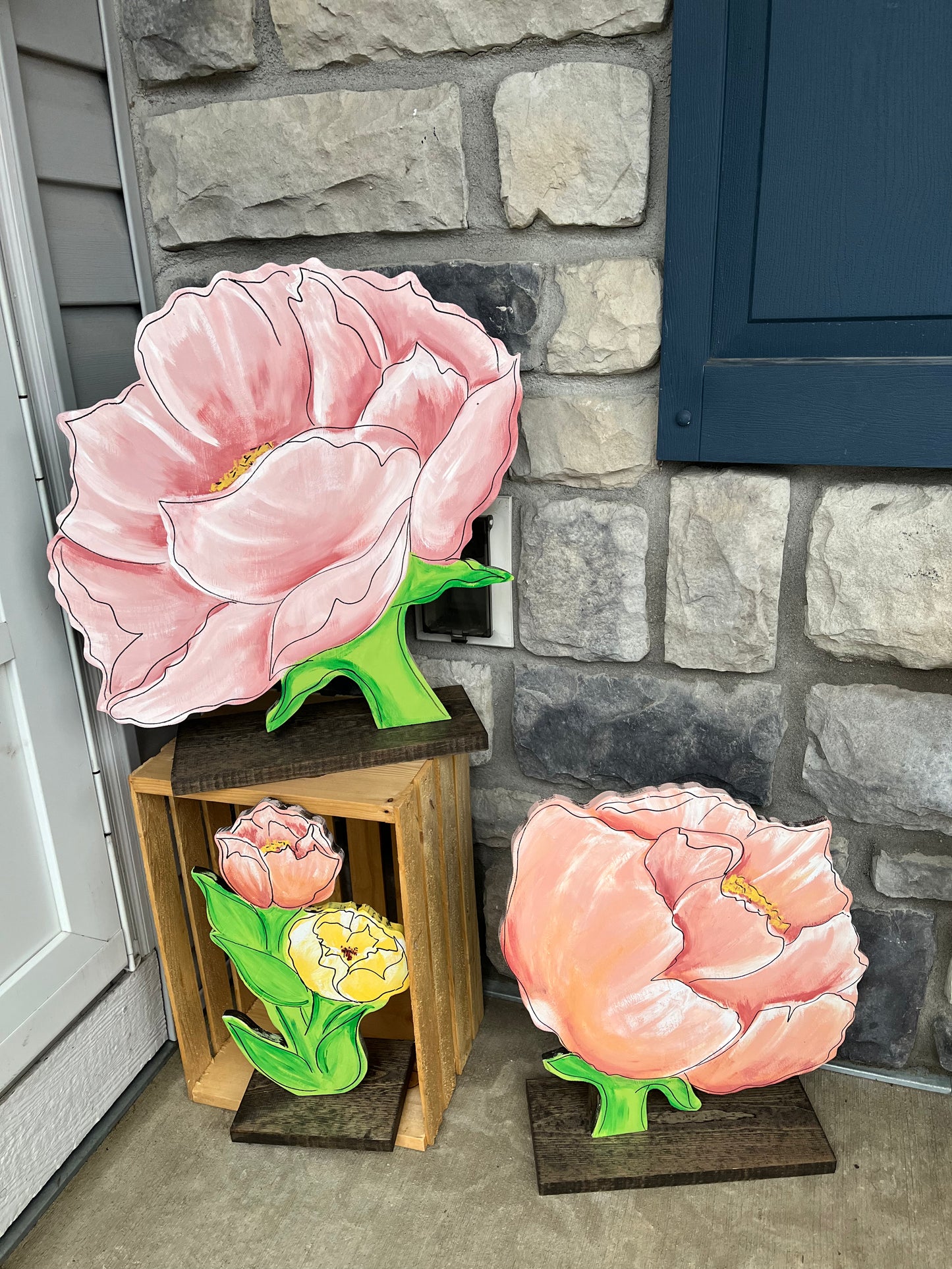 Spring large peony flowers Yard art.