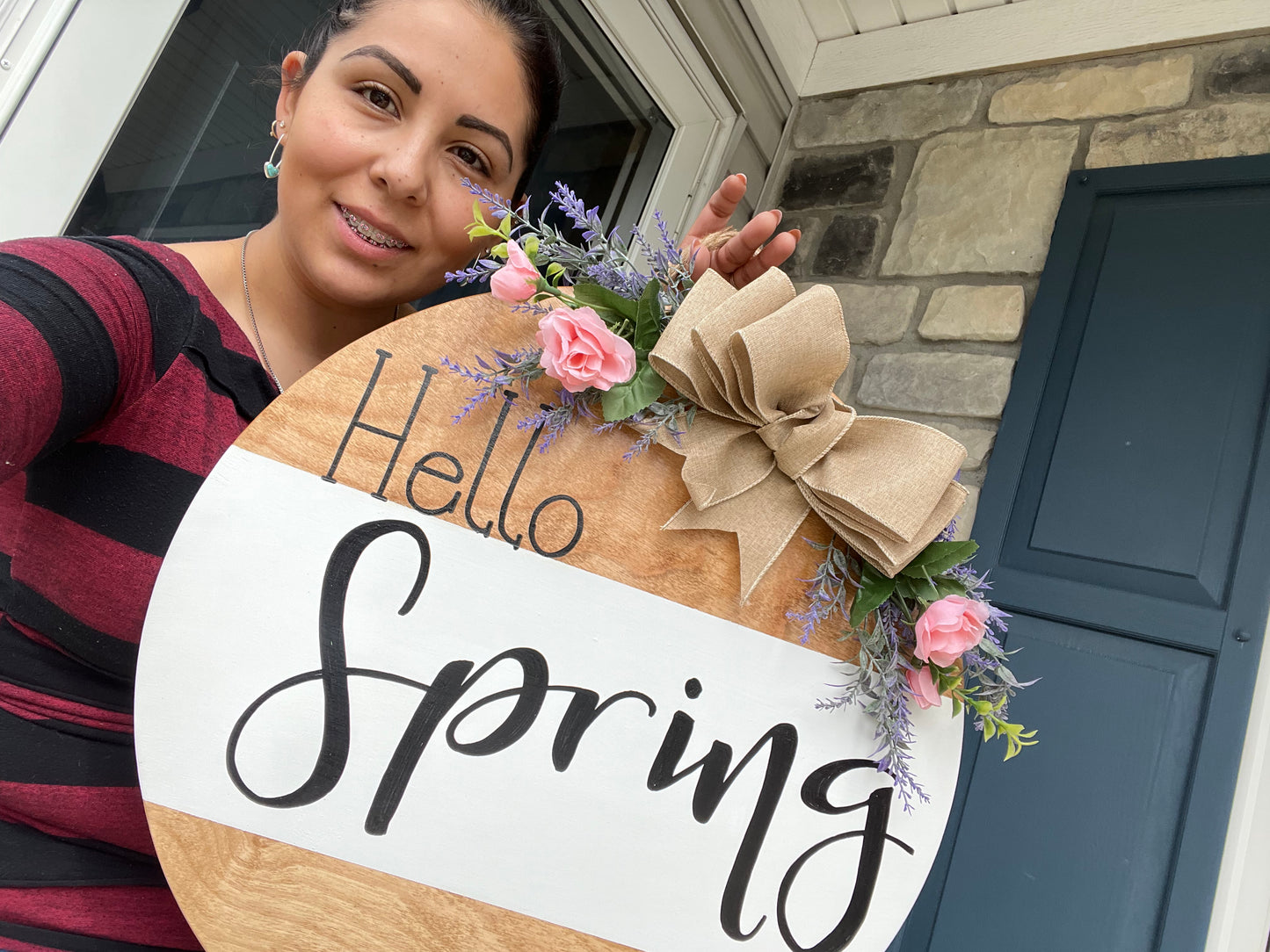 Happy Spring | Wood Door Hanger | Front Door Decor | Spring Door Hanger | Farmhouse Decor | Housewarming Gift | Realtor Gift