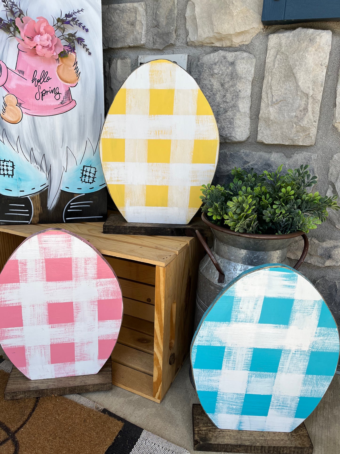 Pastel plaid Easter egg set