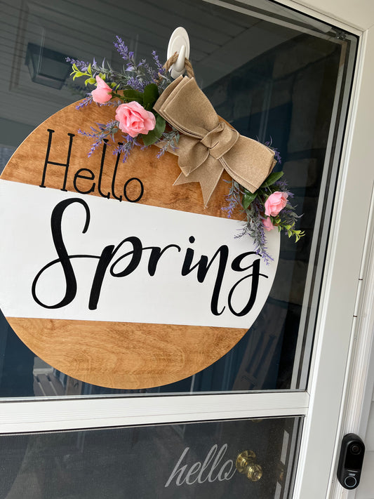 Happy Spring | Wood Door Hanger | Front Door Decor | Spring Door Hanger | Farmhouse Decor | Housewarming Gift | Realtor Gift