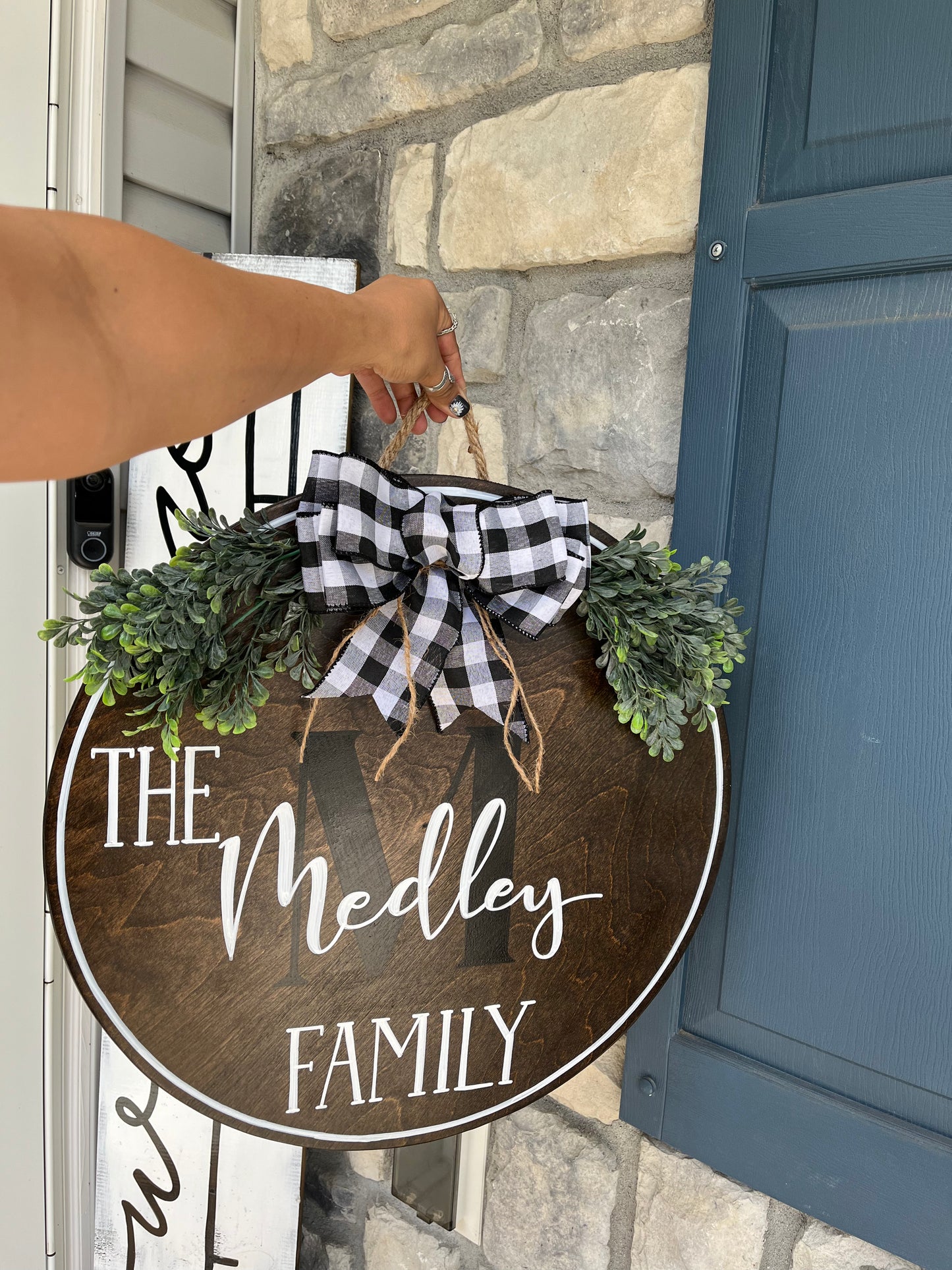 Personalized door hanger. Farmhouse door sign