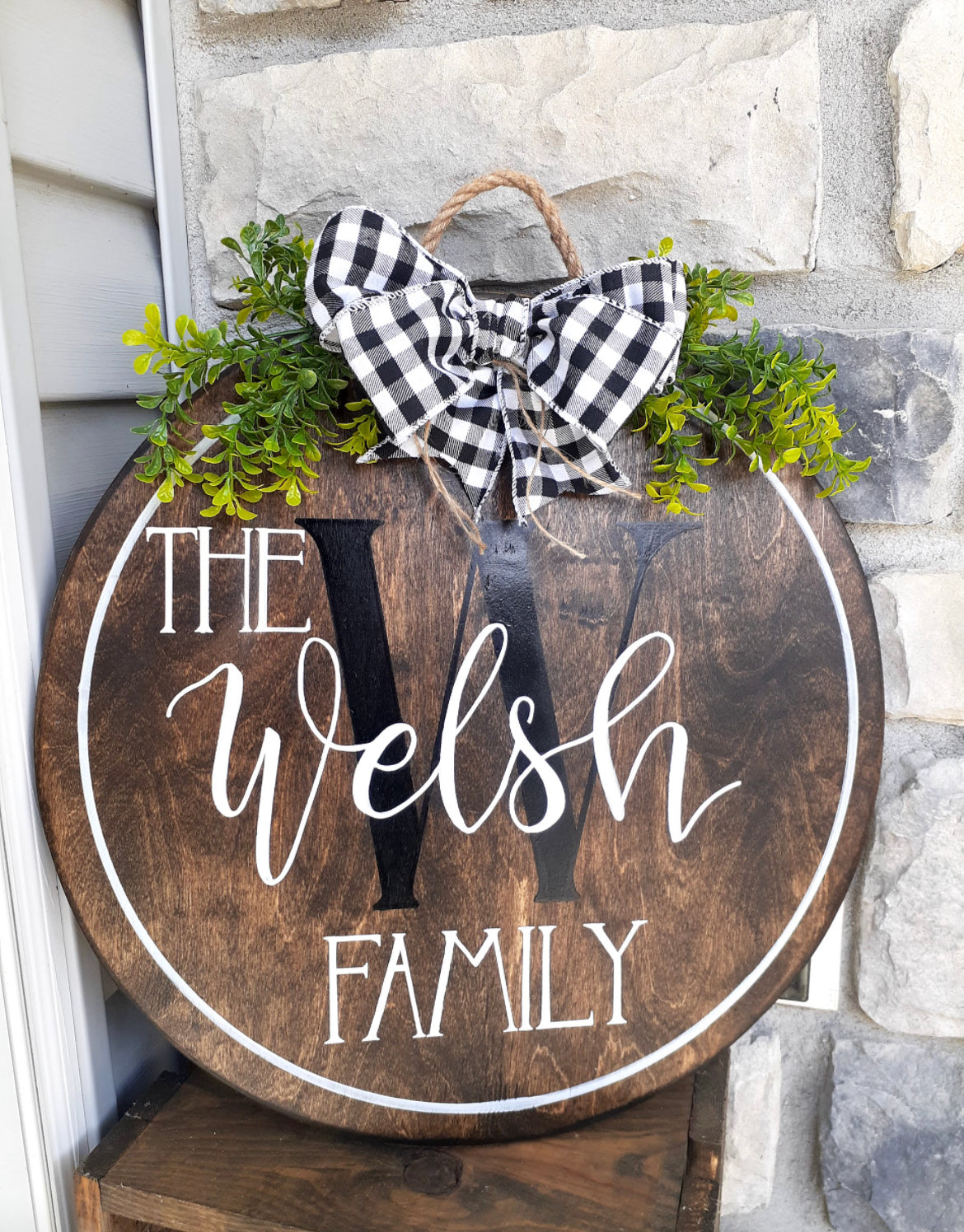 Personalized door hanger. Farmhouse door sign