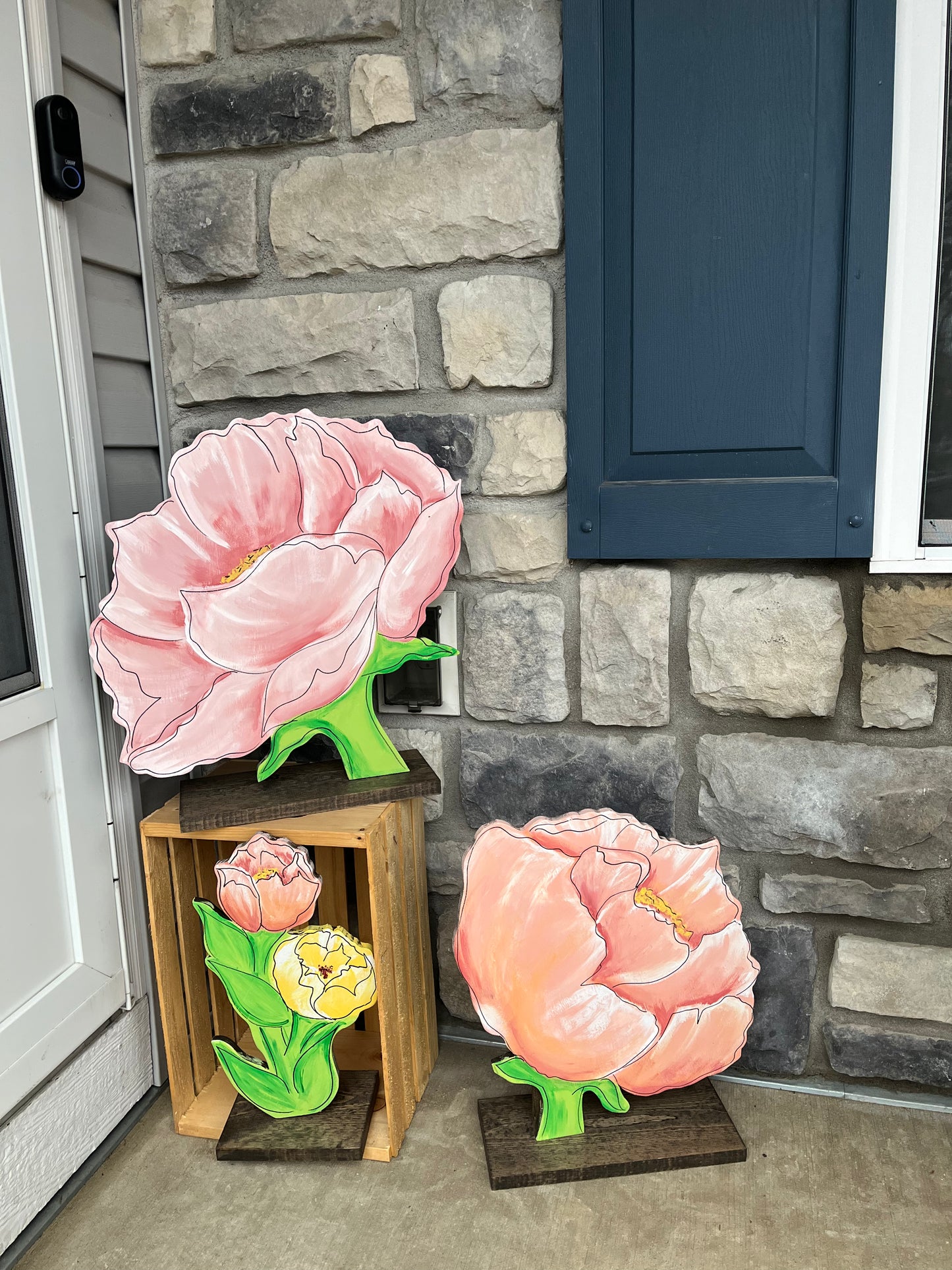 Spring large peony flowers Yard art.