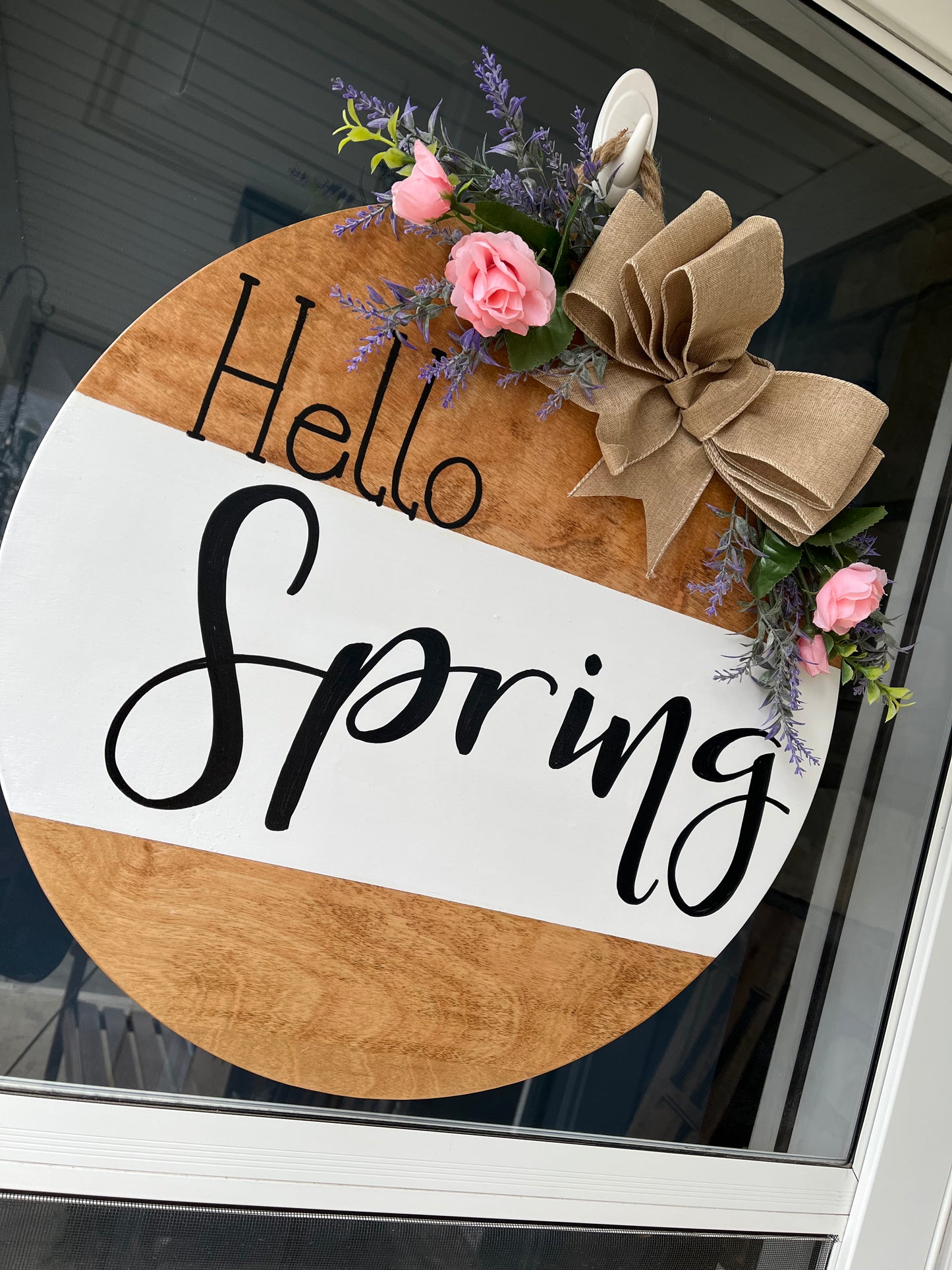 Happy Spring | Wood Door Hanger | Front Door Decor | Spring Door Hanger | Farmhouse Decor | Housewarming Gift | Realtor Gift