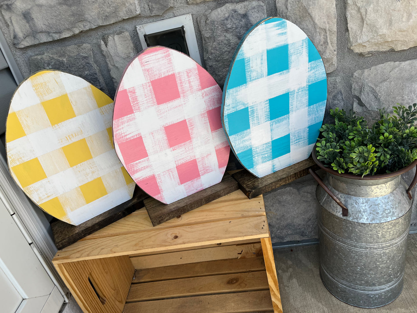 Pastel plaid Easter egg set