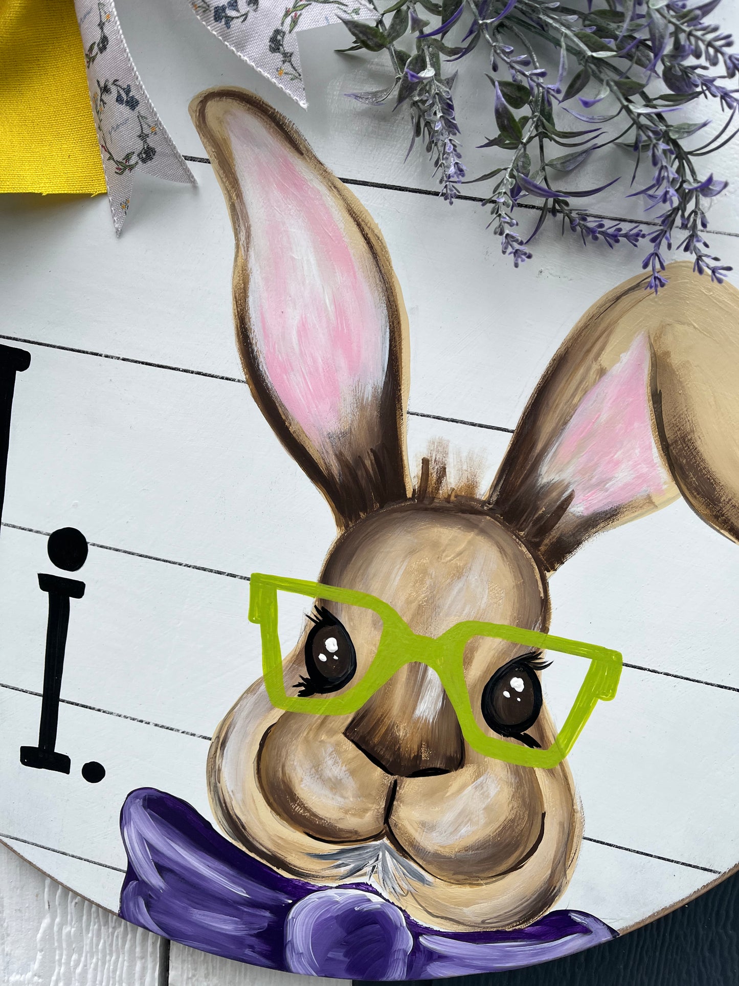 Easter bunny door hanger | front door sign rustic circle sign | farmhouse door sign | Easter door decor