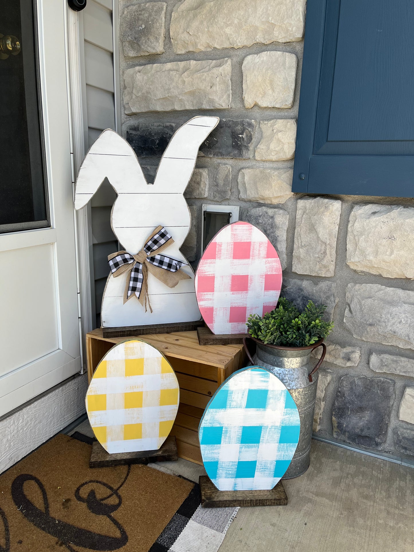 Pastel plaid Easter egg set